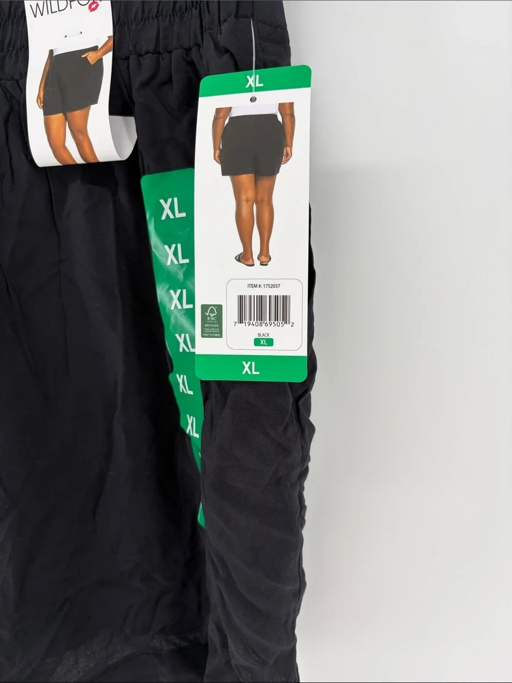 NWT Wildfox Women's Casual High-Waist Black Rayon Shorts Sz XL